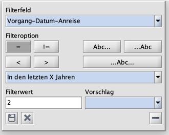 Filter Abreise der letzten 2 Jahre